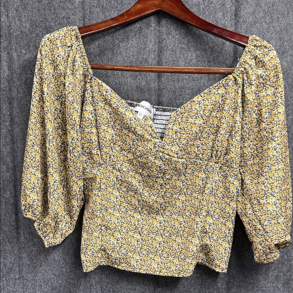 Vigoss Yellow and Blue Floral Blouse